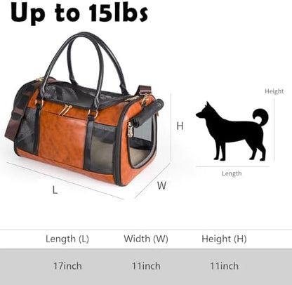 Dog Soft-Sided Carriers Pet Carrier for Small Dogs Cats, Fashion PU Leather Small Dog Carrier Pet Purse, Airline Approved Travel Pet Carrier for Puppy Kitten Small Animals