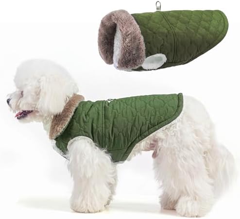 BEAUTYZOO Warm Dog Puffer Jacket Vest, Dog Winter Coat with Harness,Green S