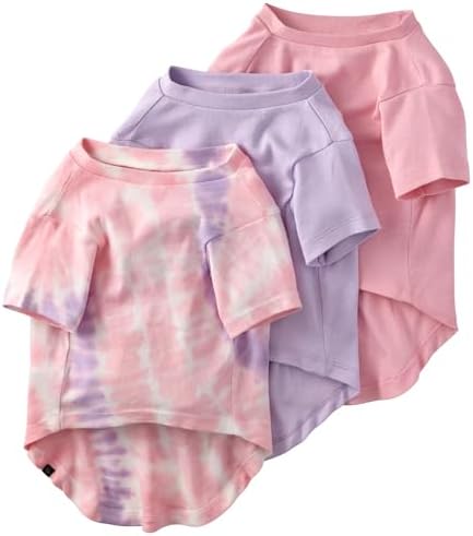 Pet Passion Toby II Dog T-Shirt, 3 Pack, Pink Tie Dye, Large