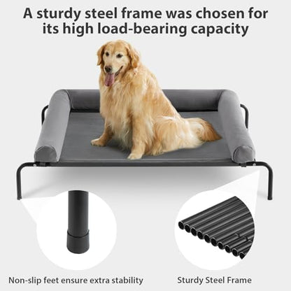 RRPETHOME Elevated Cooling Dog Cot Bed, Large Raised Outdoor Dog Bed
