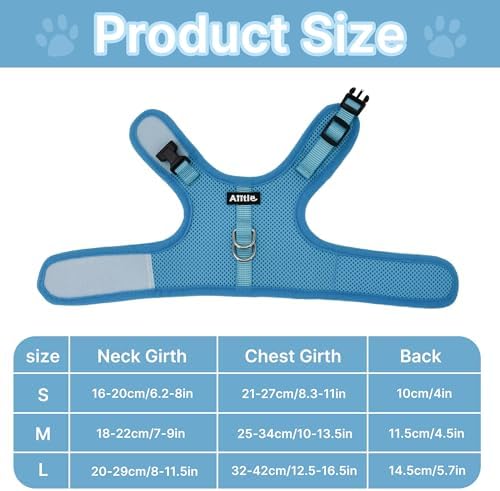 AIITLE Adjustable Rabbit and Leash Set - Lightweight & Portable, Padded Vest with Magic Tape Design, Indoor/Outdoor Use - Fits Hamsters, Rats, Iguanas, Puppies, Cats, Blue M