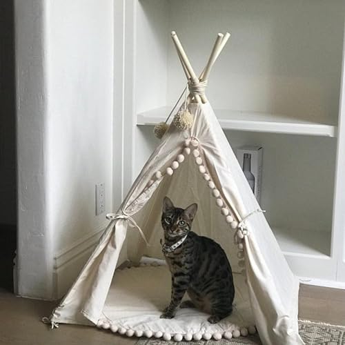MINICAMP Pet Teepee Bed for Dogs and Cats – Cozy Indoor Dog Tent with Natural Cotton– Luxury Pet House & Hideaway Bed for Small to Medium Dogs, Cats and Other Animals - Made in EU (Medium)