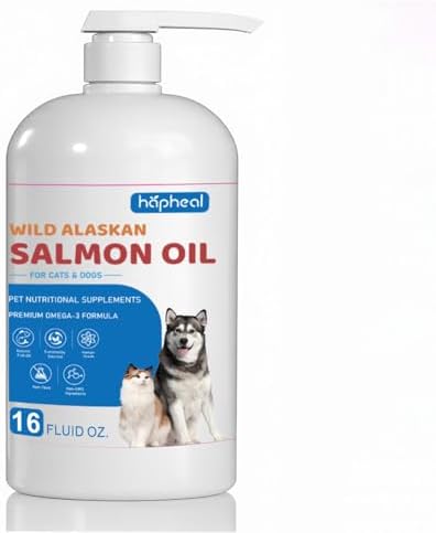 Fish Oil for Dog Cat, Salmon Oil for Dogs with Omega 3 EPA DHA, All Natural, Supports Skin and Coat, Joint & Bone Health (16 FLOZ)