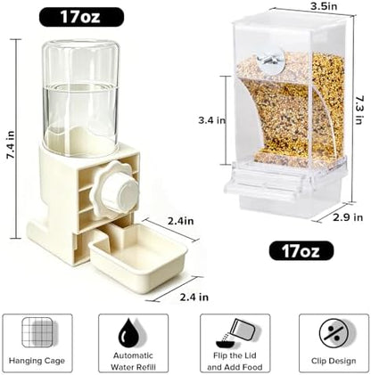 Lemtrflo No Mess Bird Cage Feeder, Automatic Bird Water Dispenser