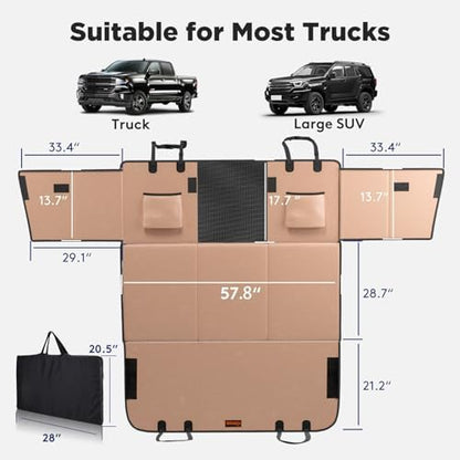 FURTIME XL Back Seat Extender for Dogs, Hard Bottom Seat Cover for Truck