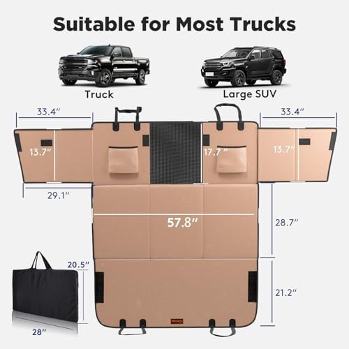 FURTIME XL Back Seat Extender for Dogs, Hard Bottom Seat Cover for Truck