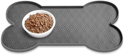 PWTAA Dog Food Mat Anti-Slip Silicone Dog Bowl Mat Thicker Pet Placemat Waterproof Cat Feeder Pad with Raised Edge Puppy Kitten Feeding Mats Suitable Small Medium-Sized Dogs Cats Eating Tray