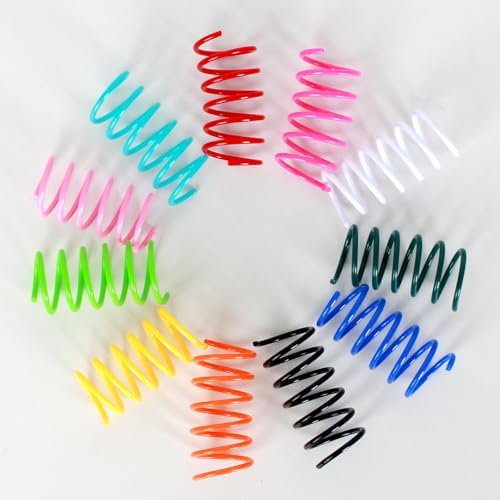 72 PCS 12 Colors Cat Spring Toys for Indoor Cats, Cat Kitten Toys Plastic Coil Spiral Springs for Swatting, Biting, Hunting