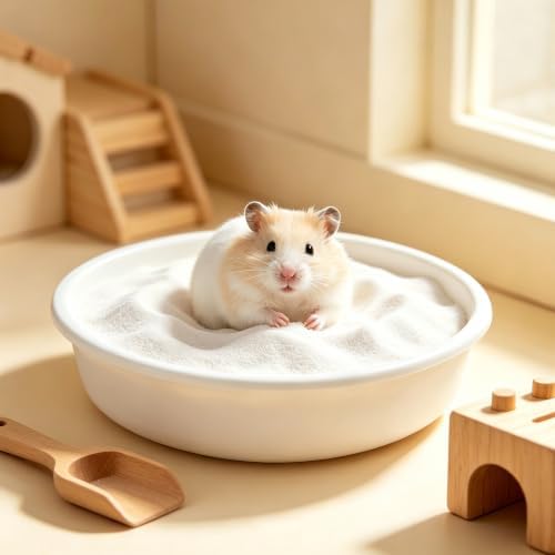 DR.DUDU Hamster Bath Sand, Dust Free Desert Sand or Potty Litter Sand for Hamster Chinchillas Gerbil Syrian Mice Small Animals (White, 14oz)