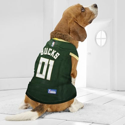 Pets First NBA MILWAUKEE BUCKS DOG Jersey, Medium - Tank Top Basketball Pet Jersey