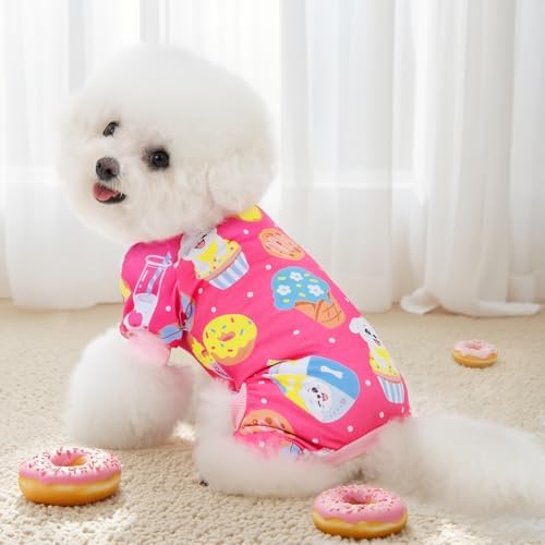 XPUDAC 4 Pack Dog Pajamas for Small Dogs Soft Puppy Clothes Pet Outfits, L