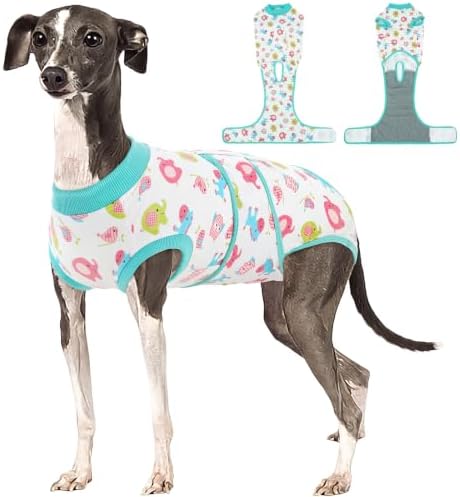Kuoser Dog Recovery Suit, Female Male Spay Neuter Surgery Suit, Elephant, L