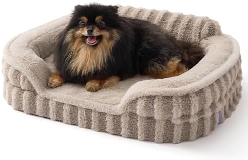LE SURE Cute Cozy High Back Orthopedic Small Dog Bed with Sides, 24" Hazel