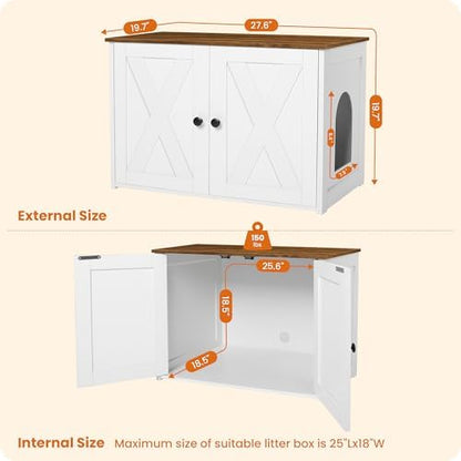 Dwanton Cat Litter Box Enclosure, Hidden Litter Box Furniture, 27.6 Inches
