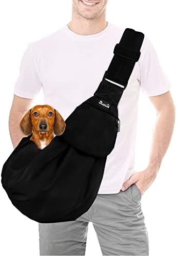 SlowTon Dog Carrier Sling - Thick Padded Shoulder Strap Adjustable, Black L