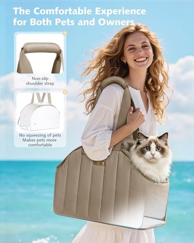 Pecute Dog Purse Carrier, Lightweight Dog Carriers for Small Dogs,XL,Khaki