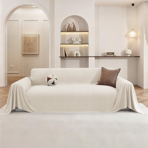 Pet Couch Cover for Dogs, 3 Cushion Sofa Slipcover, Off White