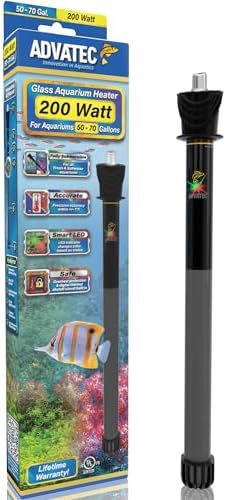 Glass Aquarium Heaters with Advanced LED Temperature Control System - for Fresh & Saltwater Aquariums (200 Watts / 50-70 Gallons)