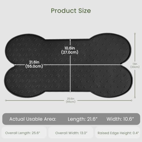 PWTAA Dog Food Mat Anti-Slip Silicone Dog Bowl Mat Thicker Pet Placemat Waterproof Cat Feeder Pad with Raised Edge Puppy Kitten Feeding Mats Suitable Small Medium-Sized Dogs Cats Eating Tray - 2PCS