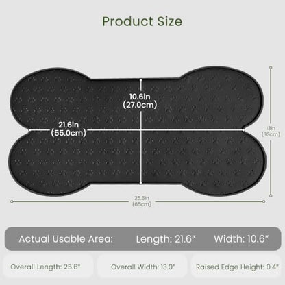 PWTAA Dog Food Mat Anti-Slip Silicone Dog Bowl Mat Thicker Pet Placemat Waterproof Cat Feeder Pad with Raised Edge Puppy Kitten Feeding Mats Suitable Small Medium-Sized Dogs Cats Eating Tray - 2PCS