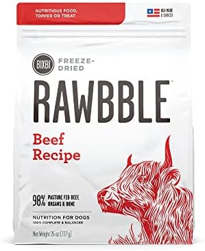 BIXBI Liberty Freeze-Dried Dog Food Topper & Treats, Beef – 98% Meat & Organs, No Refrigeration – USA Made, 26 oz