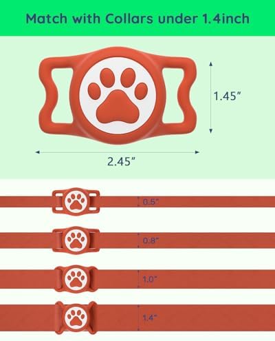 IP68 Waterproof Dog AirTag Holder for Dog Collar, Soft, Stretchy Silicone