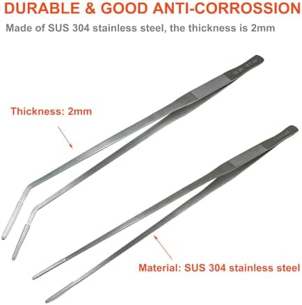 2 Pack Aquarium Tweezers Rubber Tip Covers, Stainless Steel Feeding Tongs