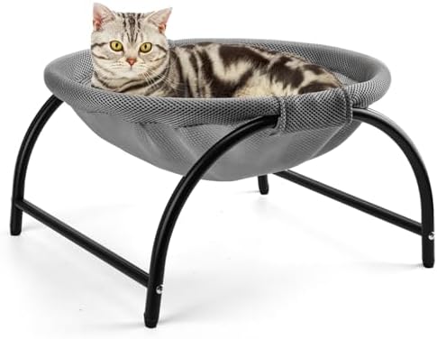 LIFLIX Raised Cat Hammock Bed, Free Standing Cat Cot with Washable Mesh, Pet Bed for for Kittens, 17.1 x 17 x 9.5 inches