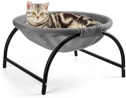 LIFLIX Raised Cat Hammock Bed, Free Standing Cat Cot with Washable Mesh, Pet Bed for for Kittens, 17.1 x 17 x 9.5 inches