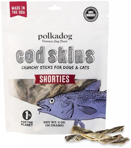 Polkadog Cod Skin Dog Treats, Single Ingredient, Omega-3 Rich, 2oz