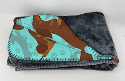 Caroline's Treasures MLM1017TBLT Chocolate and Tan Dachshund Soft Travel Blanket with Bag Airplane Blanket, Indoor Outdoor Camping Blanket for Traveling, Picnics, Beach Trips, Concerts