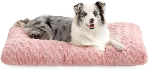 EHEYCIGA Washable Large Dog Bed for Crate, 36x27 Inch Pet Bed, Pink