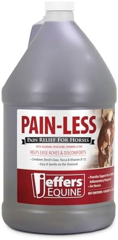 Jeffers Equine Pain Less Liquid Horse Supplement – Joint Muscle Comfort & Mobility Support with Devil’s Claw, Yucca, Vitamin B12, w/Prebiotic for Digestive Nutritional Support for Horses - 128 oz