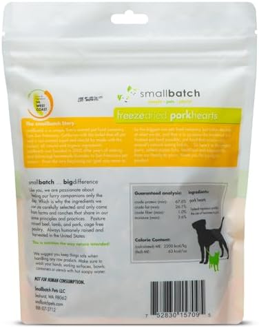 smallbatch Freeze Dried Pork Heart Treats for Dogs & Cats, 3.5oz