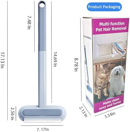 14" Long Handle Pet Hair Remover for Furniture & Couch, Reusable Cat Dog Fur Cleaner Tool for Carpet, Car Seat