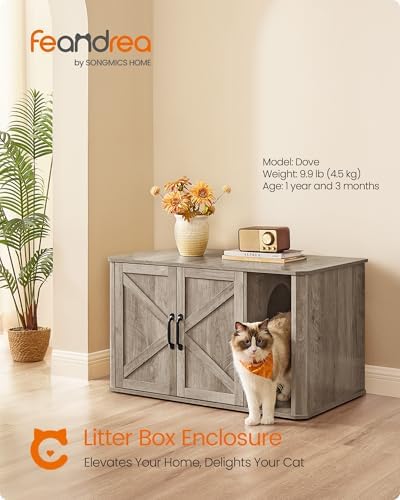 Feandrea Double Cat Litter Box Enclosure for 2 Cats, Front Entry