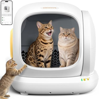 Meowant Self-Cleaning Cat Litter Box, 75L Extra Large Open-Top, APP Control