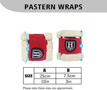 Harrison Howard Essential Premium Horse Pastern Wraps with Berber Fleece Lining Shock Absorbing Unhindered Movements, Sold in Pairs