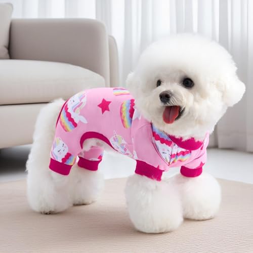 XPUDAC 4 Pack Dog Pajamas Soft Pink Girl Dog Clothes for Small Dogs, XL