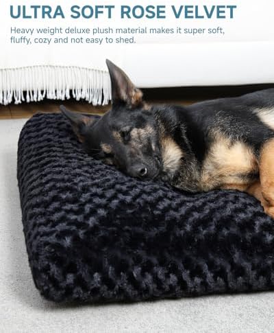 KSIIA Washable Dog Bed Medium Size Dog Crate Bed Pet Mat 35"x23" Black