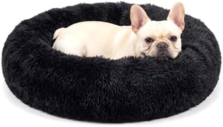 nononfish Puppy Bed for Small Dogs,Calming Donut Plush Pet Bed