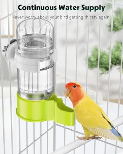 Pawfly Bird Water Dispenser, Automatic Water Feeder, Plastic Bird Cage Dispenser, Green Parrot Waterer for Parakeet Cockatiel Budgie Lovebirds (Not Fit for Food Feeding)