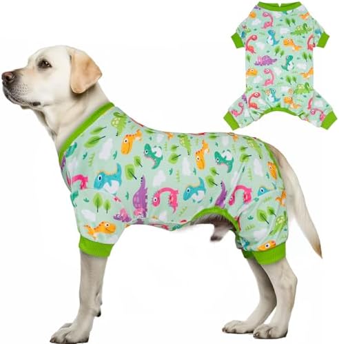 KYEESE Velvet Dog Pajamas for Medium Large Dogs Soft Onesie, Dinosaurs