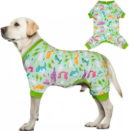 KYEESE Velvet Dog Pajamas for Medium Large Dogs Soft Onesie, Dinosaurs