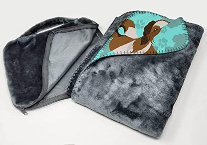 Caroline's Treasures MLM1031TBLT Shih Tzu Soft Travel Blanket with Bag Airplane Blanket, Indoor Outdoor Camping Blanket for Traveling, Picnics, Beach Trips, Concerts