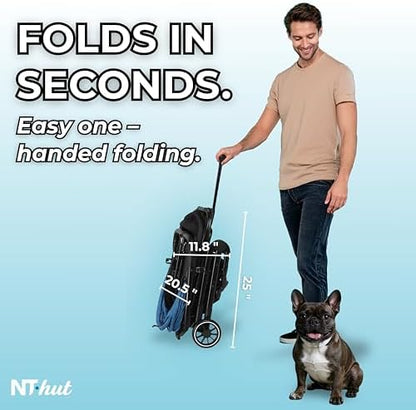 NT·hut 3-in-1 Pet Stroller for Small and Medium Dogs and Cats, Up to 50 lbs