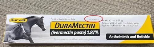 durvet Duramectin Ivermectin Paste 1.87% for Horses, 0.21 oz (Pack of 2)