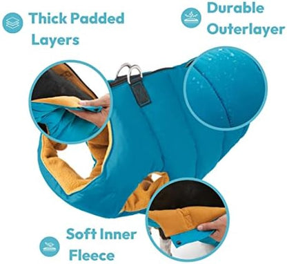 Gooby Padded Vest Dog Jacket, Solid Blue, Small