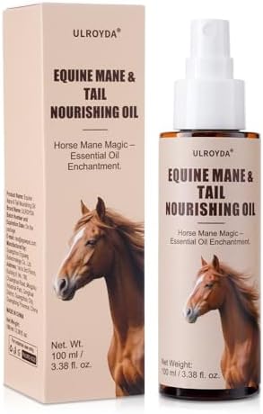 Equine Essential Oil Spray – Olive & Jojoba Blend for Silky Mane & Tail | Smooths, Detangles & Adds Natural Shine | for Horses & Dogs, 3.38 oz