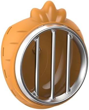 Small Animal Hay Feeder, Chew-Proof ABS Body, 304 Stainless Steel Grid Timothy Alfalfa Rack for Rabbit Bunny Guinea Pig Chinchilla Cage Hutch Crate (34oz, Orange)